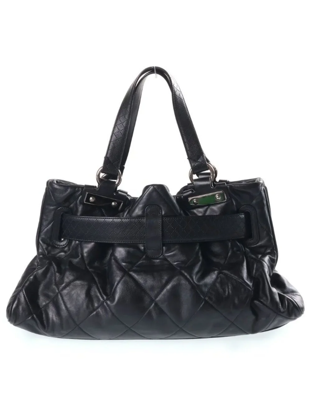 Chanel Paris London Door Latch Tote Bag Lambskin Black Silver 12